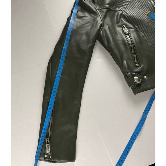 Blank NYC Jacket Womens Size XS Green Faux Leather Moto Zip - Picture 6 of 8